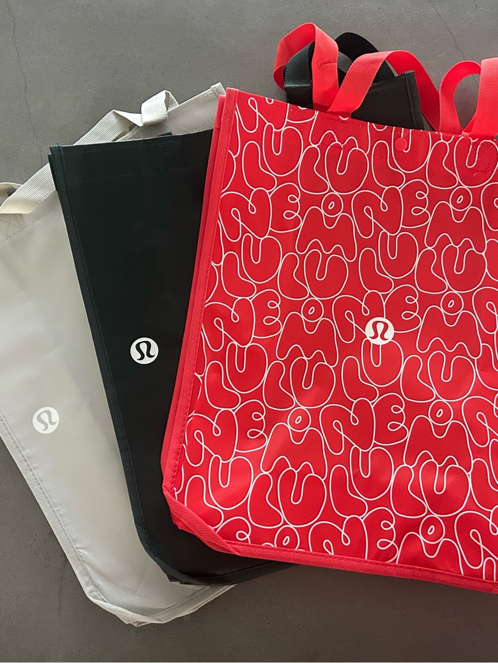 lululemon athletica Red Patterned  black and gray Reusable Tote lot